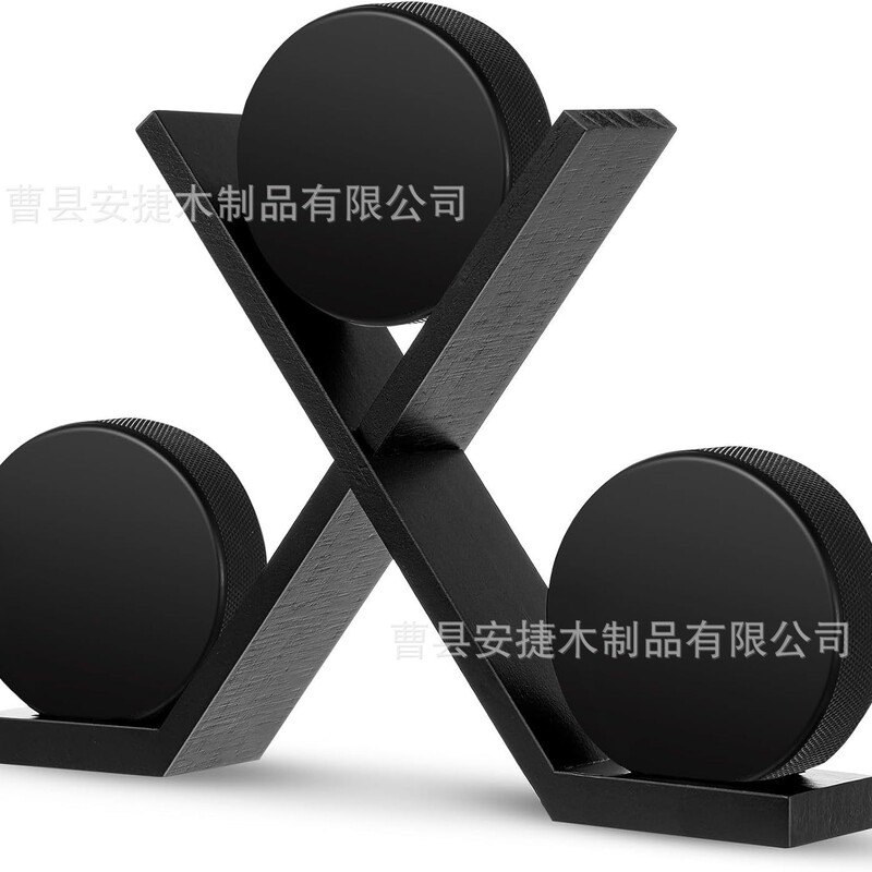 Wooden Hockey Storage Rack Club Tabletop Ice Hockey Display Stand Athlete Team 3-Piece Collectible Holder