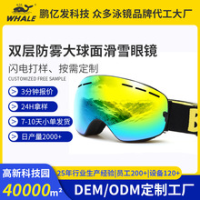 比耐思厂家批发滑雪眼镜双层防风防雾电镀可带眼镜防风登山护目镜