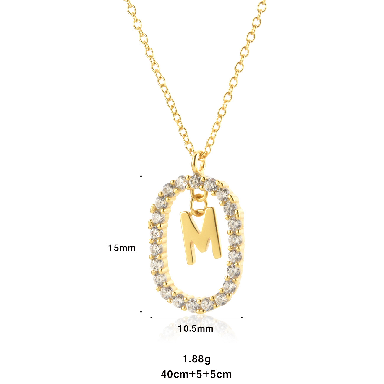 4g Weight 0.05µm-0.08µm Gold Plating Thickness 925 Sterling Silver Plating Letter Pendant Necklace