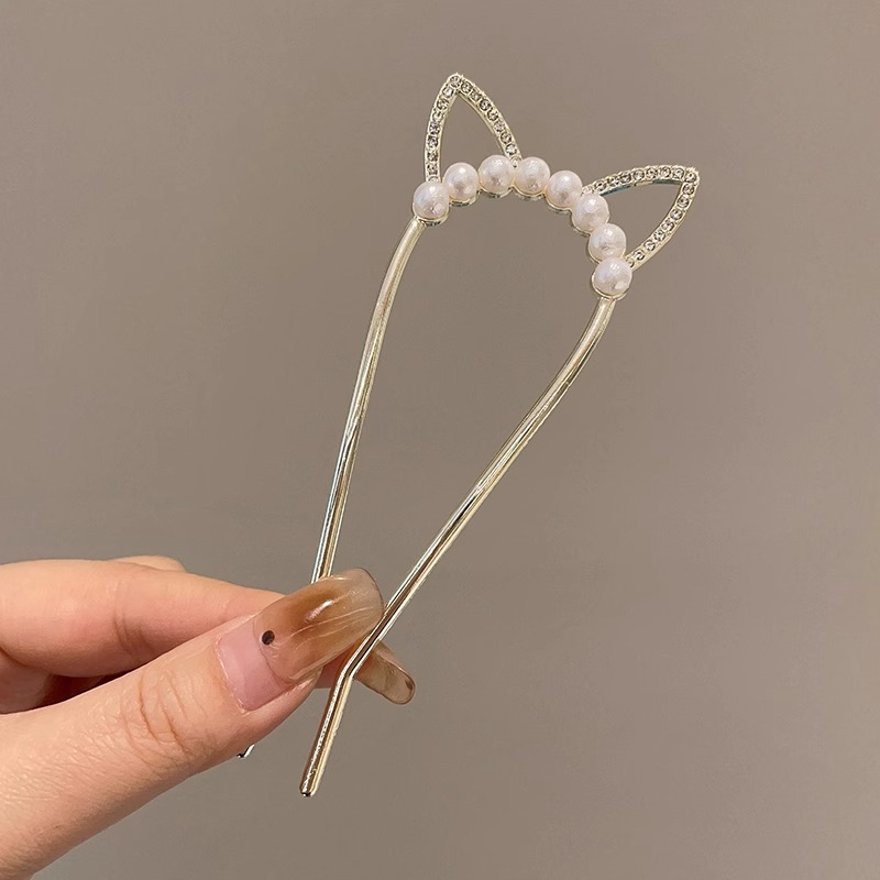 2025 nueva horquilla perla en forma de U, nueva horquilla de pelo de alto nivel femenino chino, horquilla, peine, dispositivo de fijación de cabello