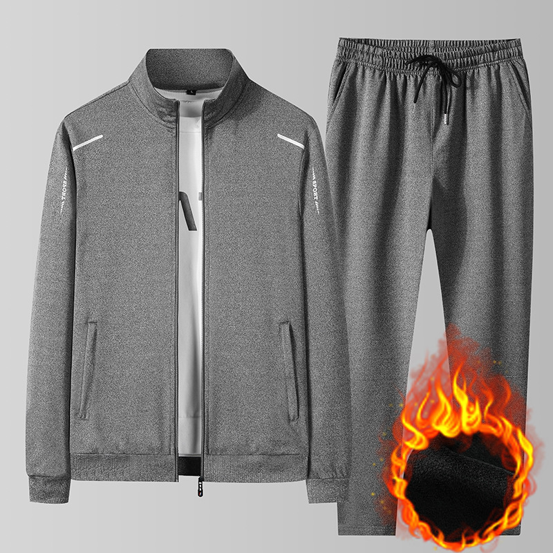 Trajes deportivos transfronterizos de otoño y invierno para hombres con cardiganes de terciopelo, suéter, pantalones rectos de dos piezas, ropa deportiva casual, comercio exterior image 9