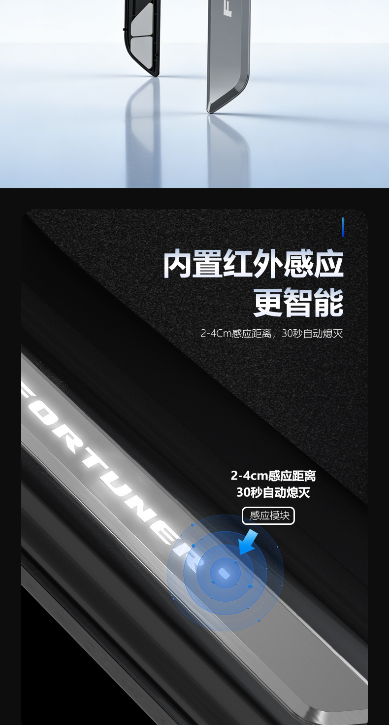 Suitable for Toyota Fortuner, Threshold Strips with Lights, New Led Wireless Sensor Car Welcome Step Plate