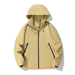 冲风衣外套男女春秋单层防风登山服情侣连帽拉链夹克外套印制LOGO