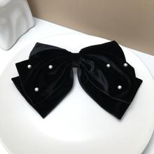 丝绒蝴蝶结发夹后脑勺韩版新款顶夹头饰高级感时尚气质发饰女