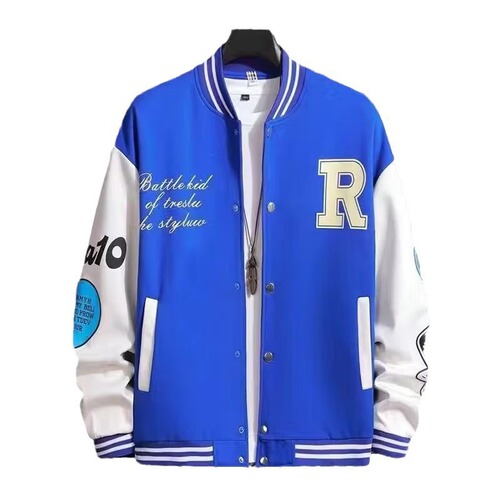 Spring and Autumn Style Baseball Jacket for Boys, American Trend Brand Letter Print Couple Jacket for Middle and High School Students, Casual Outerwear