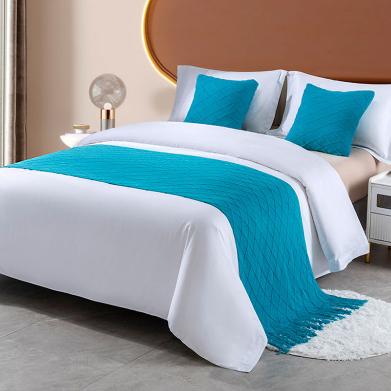 Bandera de cama toallas de cola de cama residencial hotel de lujo cubierta de cama doméstica nueva habitación modelo chino toallas de cama de color sólido