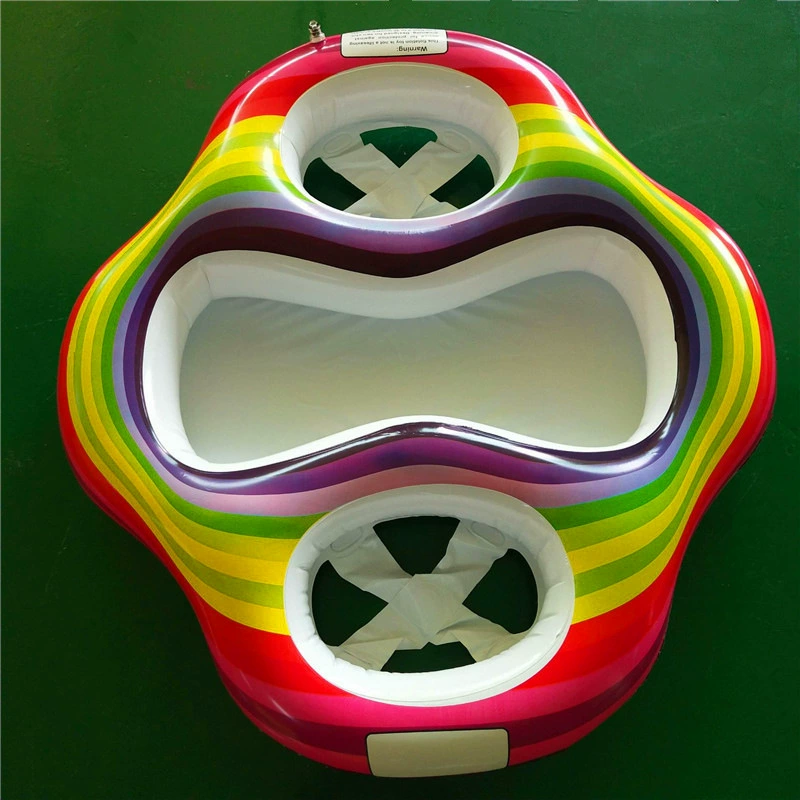 Трансграничное Новое Надувное плавательное кольцо из ПВХ, двойное плавательное кольцо, детская игрушка для плавания, Радужное Полосатое кольцо для сиденья бассейна