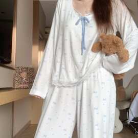 大码莫代尔睡衣女款秋春季2026新款秋季带胸垫纯欲少女家居服套装