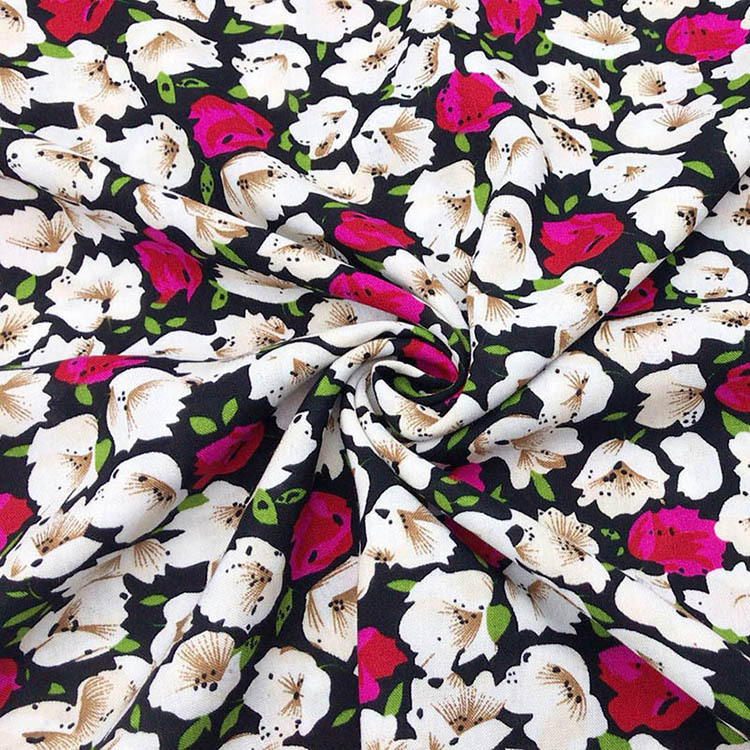 Material viscoso transpirable de alta calidad impresión floral Kane Cotton Rayon Salis vestido tela