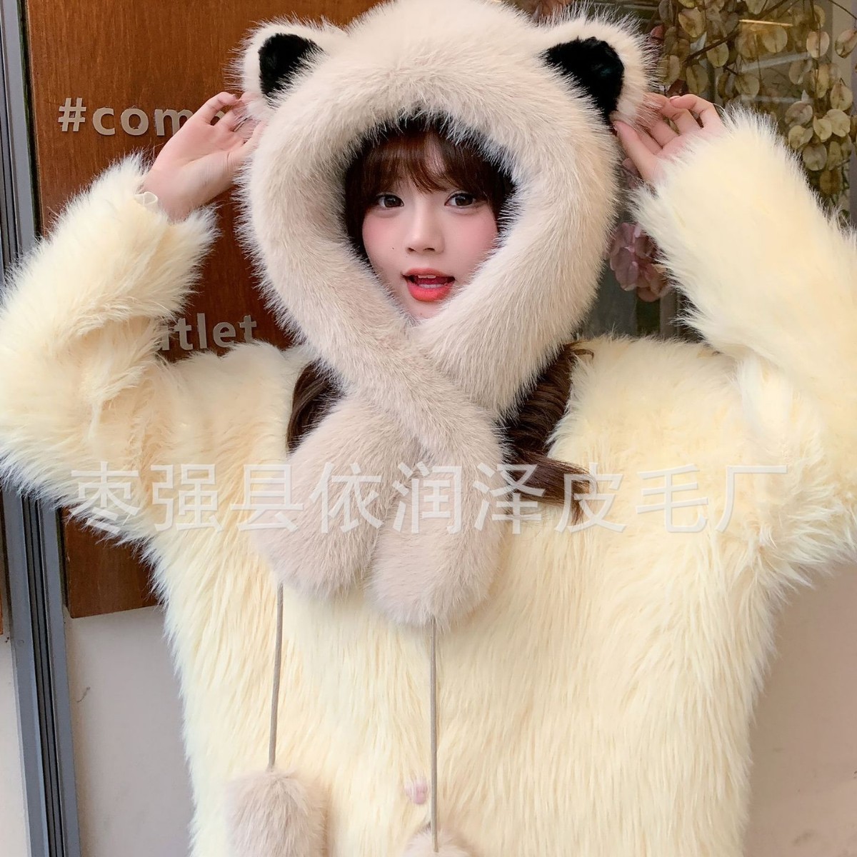 Invierno osos gorro de peluche para mujeres gorro de piel de imitación coreano grueso calentamiento lindo versátil gorro de protección contra el frío image 3