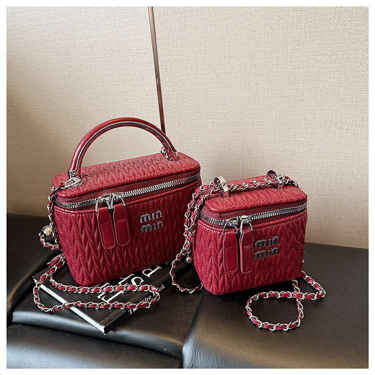 Soft surface pleated bucket bag for women, 2025 new style hand-held hard shell cosmetic box bag, crossbody single-shoulder mobile phone bag undefined