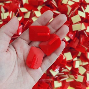 Wedding Celebration Seamless Hooks Strong Punch-Free Sticky Hooks Red Plastic Hooks Copper Coin Trinkets Sticky Hooks Wholesale
