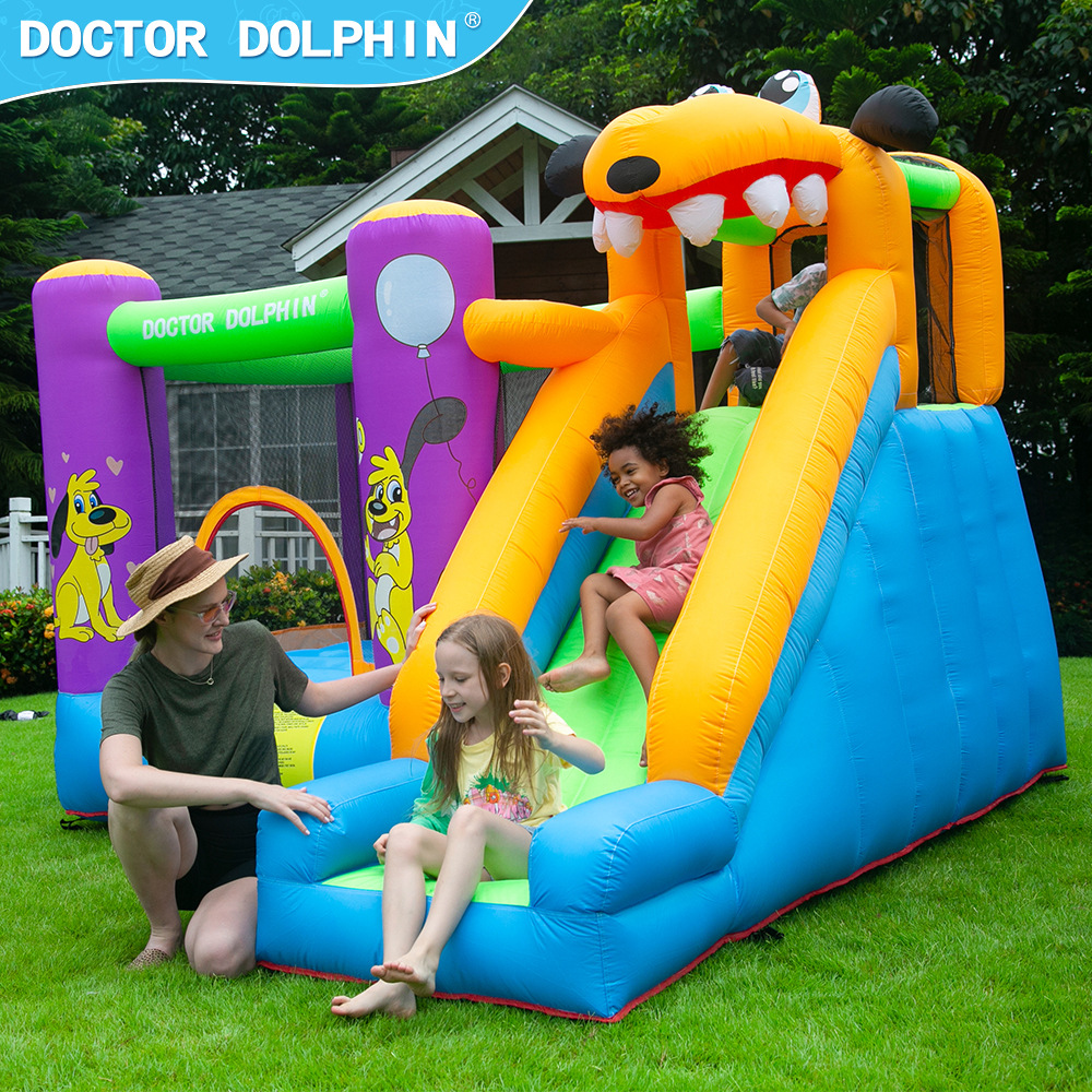 Doctor Delfín | Castillo inflable infantil para fiestas al aire libre, castillo para casa, trampolín, tobogán combinado, tobogán inflable pequeño