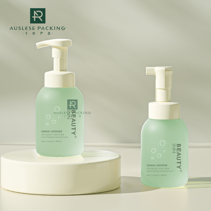 PE圆肩绒面起泡瓶300ml洁面慕斯泡沫瓶沐浴露瓶塑料洗手液分装瓶
