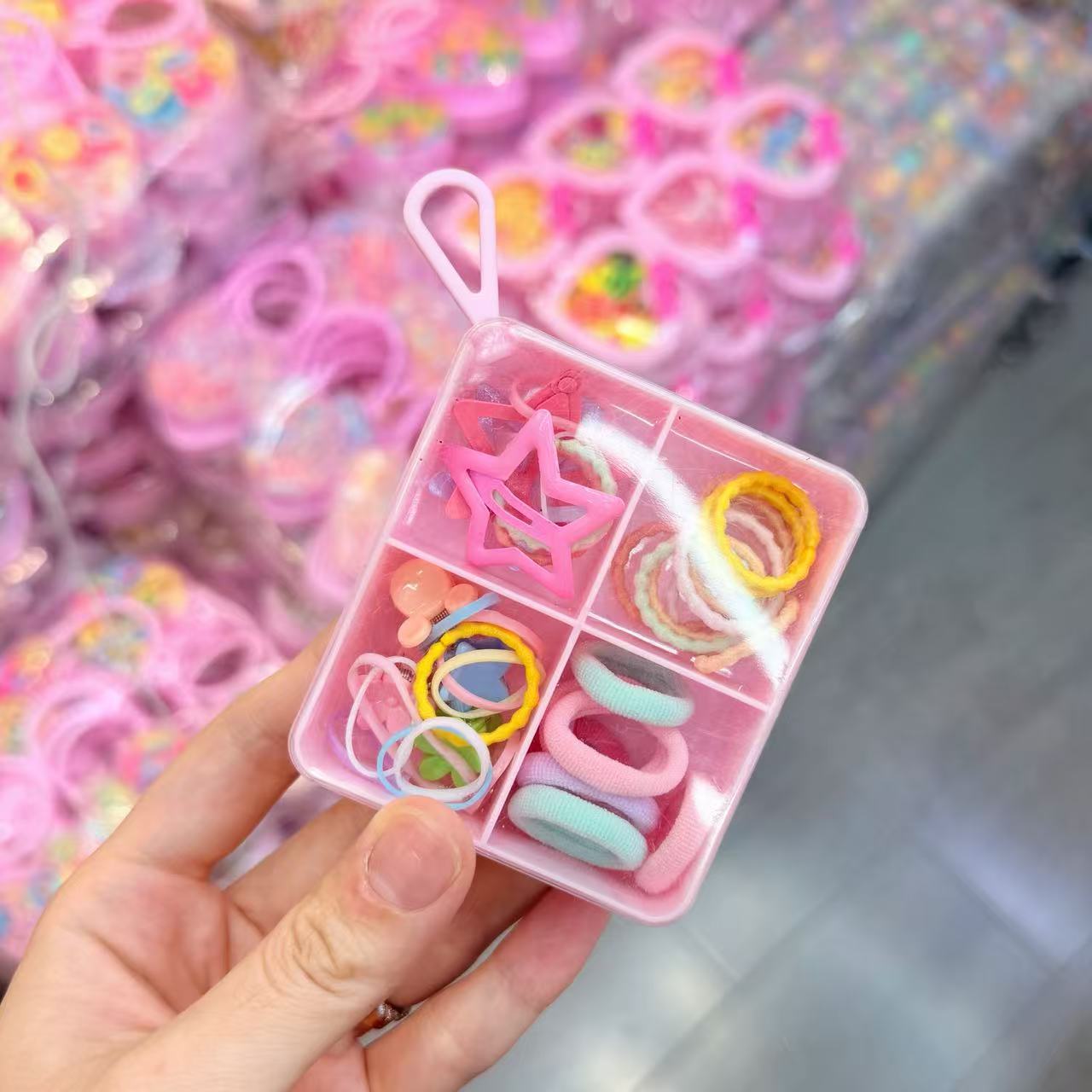 Mini cabeza de princesa en caja, clip de agarre pequeño, clip de flequillo, horquilla rota en la frente, banda elástica para niños, no daña el cabello, anillo del pulgar al por mayor image 13