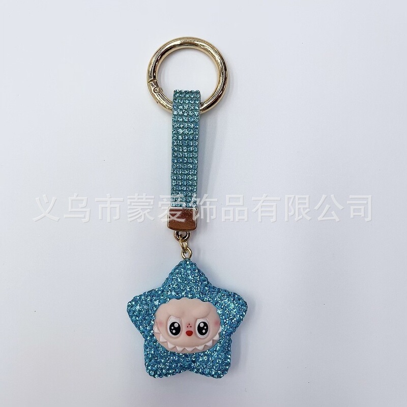 拉布布五角星钥匙扣挂件挂饰陶泥镶水钻卡通包包车载装饰配件批发|undefined