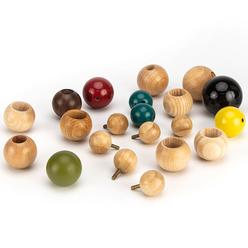 榉木圆球圆珠实木圆球配件荷木实心圆球20-35MM实木球洞洞板挂钩