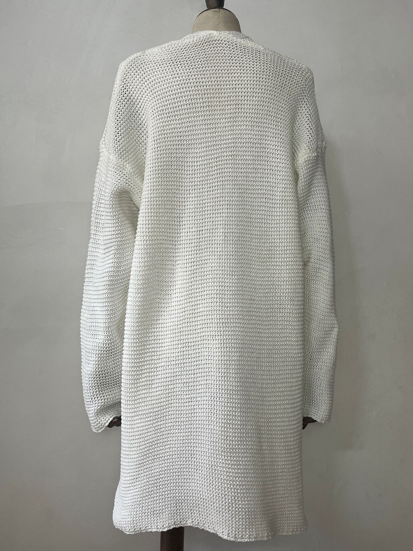 Damen-Strickjacke, lässiger einfarbiger Mantel, großer Pullovermantel_voghion.com