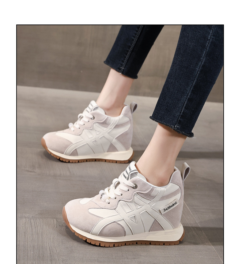 Giày sneaker nữ đế dày tăng chiều cao phong cách Token Forrest đế mềm — màu be chi tiết 11