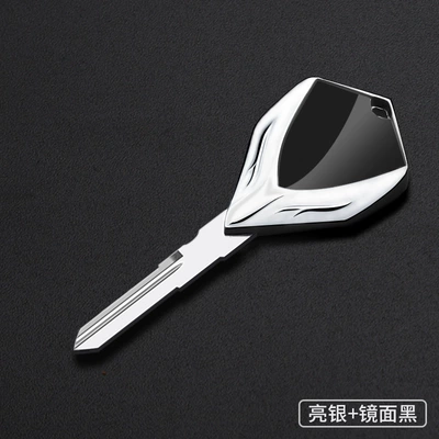 Motorcycle metal key blank suitable for Yamaha YBR125 YBR150 YS150/250 RX115 (Motorcycle Key) - bright-silver-mirror-black-ymh-26