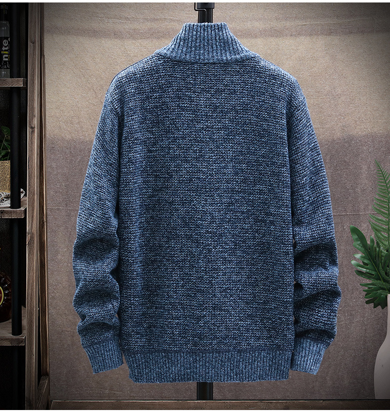 Men's Velvet Patchwork Cardigan Stand-up Collar Jacket Slim Fit_voghion.com