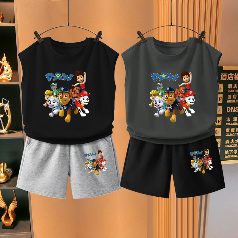 Boys Summer Suit Summer 2023 New Children's Vest Shorts Baby Clothes Boys Duffy Handsome Children's Clothes