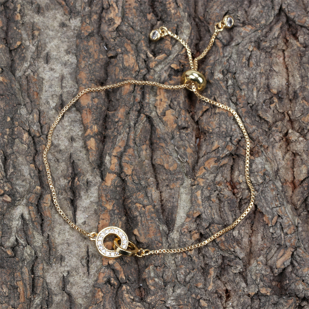 temperament full of diamond geometric doublepull copper bracelet wholesale