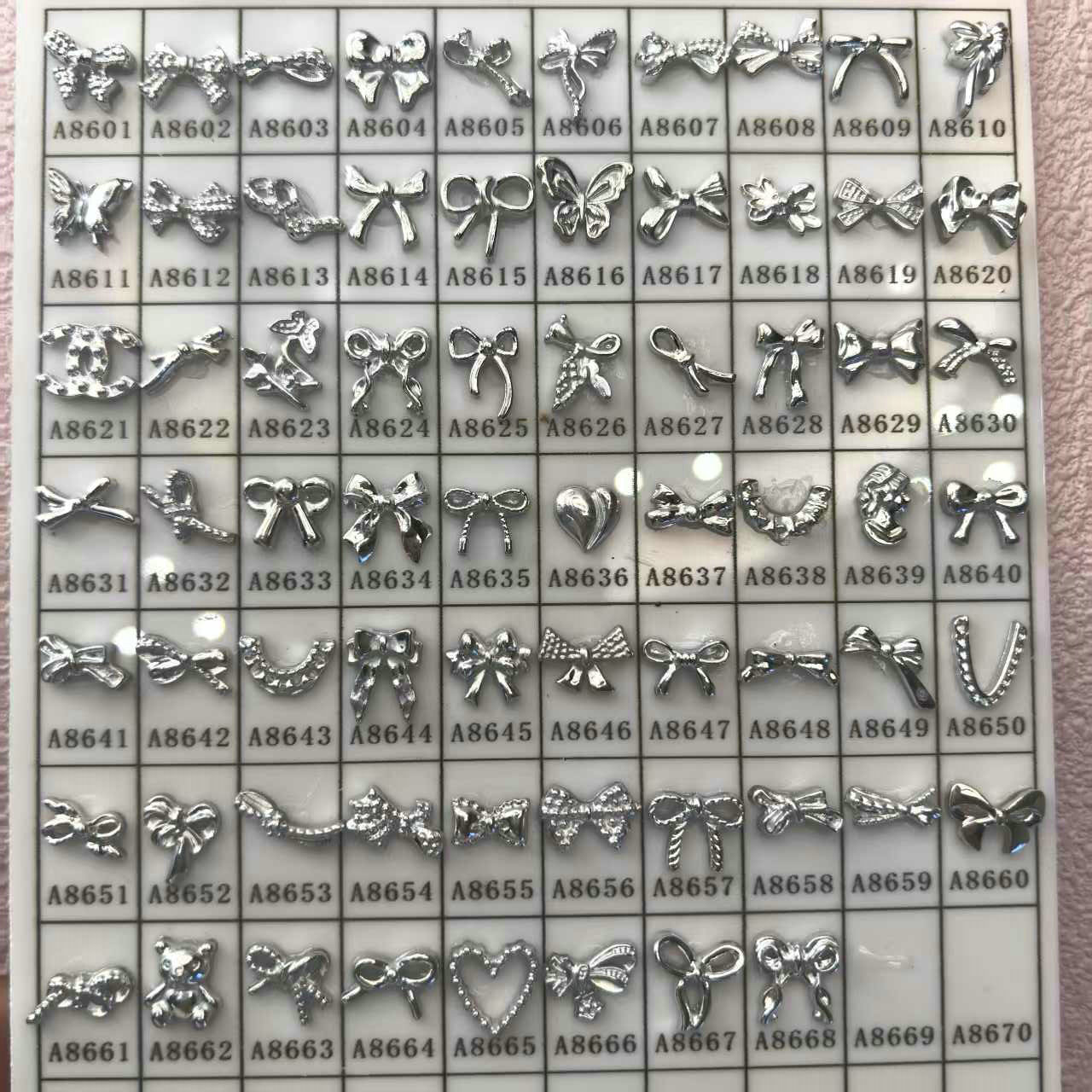 迷你复古银色蝴蝶结美甲饰品配件批发06.jpg