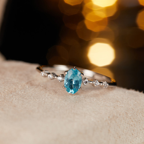 Live Streaming Jewelry S925 Pure Silver Ring for Women, Studded with Natural Colorful Gems, Open Ring, European and American Cross-Border Jewelry Wholesale
