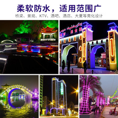 220V圓形柔性霓虹燈工程亮化氛圍線條燈帶360度發光圓柱線性燈條