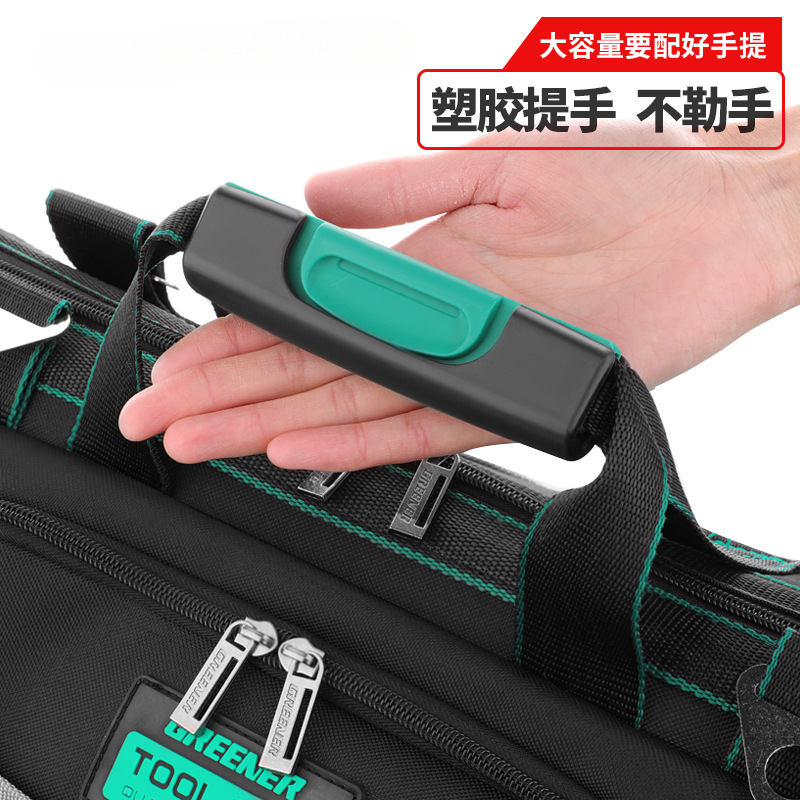 Kit de herramientas de bosque verde, lona multifuncional resistente y duradera, bolsa especial para electricista portátil de reparación y instalación de hombres