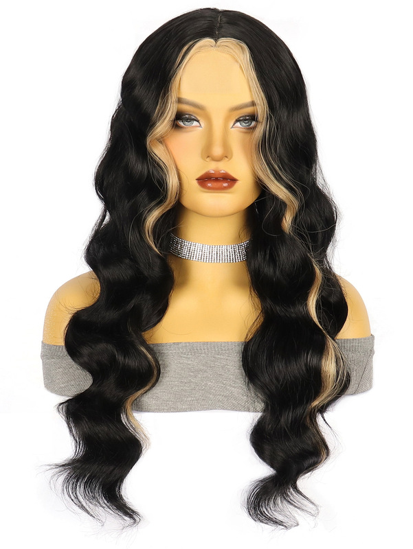 アマゾンの新しい茶色のロングストレートヘアビッグウェーブロングカーリーヘア化学繊維フロントレースレディースウィッグヘッドギア小スポット|undefined