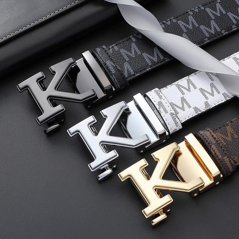 Men's Premium Leather Belt With Automatic Buckle M Letter Design_voghion.com