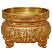 纯铜鼎炉家用烧香的财神爷香碗室内插香仿古香炉招财进宝三足鼎炉