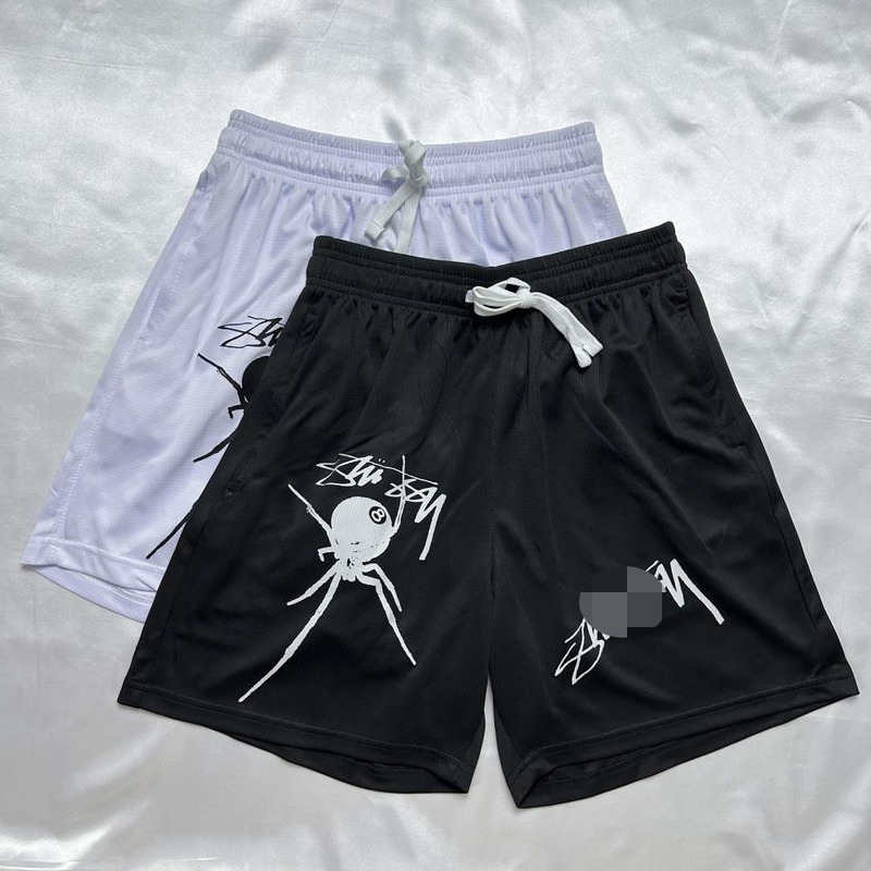 Stüssy Stussy Spider Black 8 Billiards Printed Mesh Shorts American Street Fashion Brand Loose and Breathable