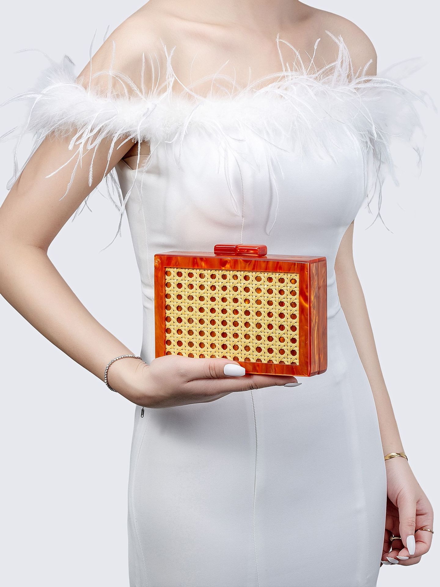 Acrylic Material Geometric Pattern 2025 Spring and Summer Season Women's Gender Arylic Geometric Square Evening Bags