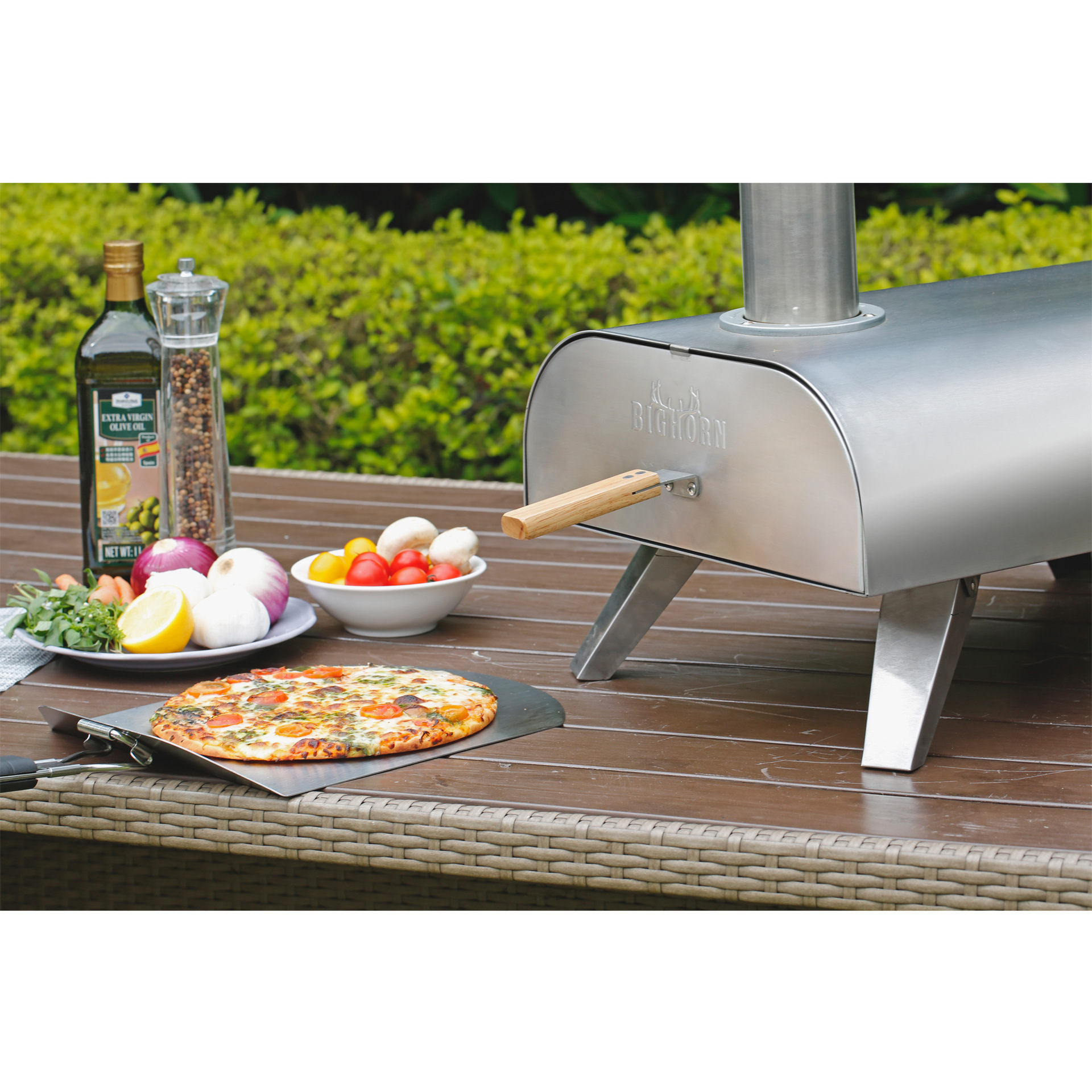 Four à Pizza Portable à Granulés De Bois Alimentaire En Acier Inoxydable Four à Pizza Portable Bighorn Avec Plaque Céramique De 12 Pouces Pieds Pliables 15 alternatetext