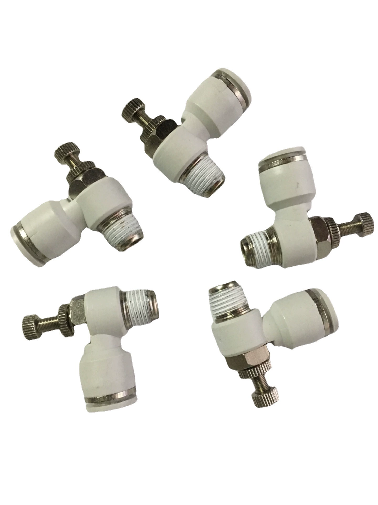 Бутик пневматический белый быстрый разъем SC8-02 резьбы, изогнутый под прямым углом, быстрый вставной клапан, регулируемый дроссельный клапан