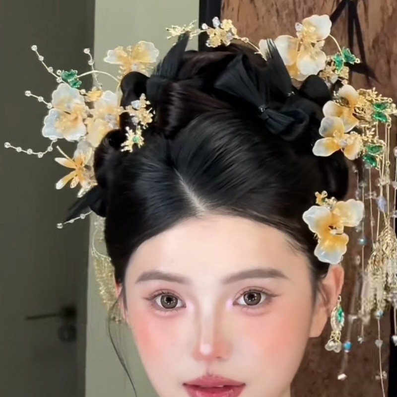 人気のゴールデンブライダルヘアピン、高級年齢軽減Xiuheヘアアクセサリー、ウェディングドラゴンとフェニックスのガウンアクセサリー、新しい中国風の多用途ヘッドギア|undefined