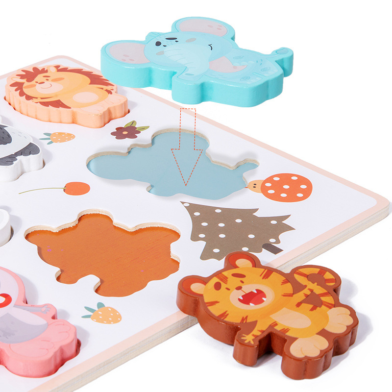 Rompecabezas grande de madera para niños bebé forma tráfico animal fruta cognitiva educación temprana rompecabezas educativo juguete