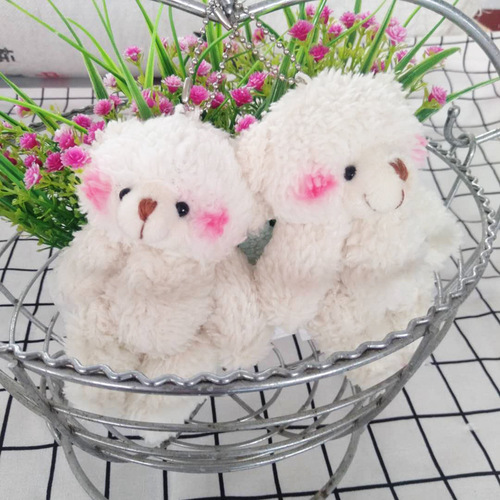 Fuzzy toy accessory blush bear, Instagram cute key schoolbag little bear ornament, Japanese cartoon playful doll