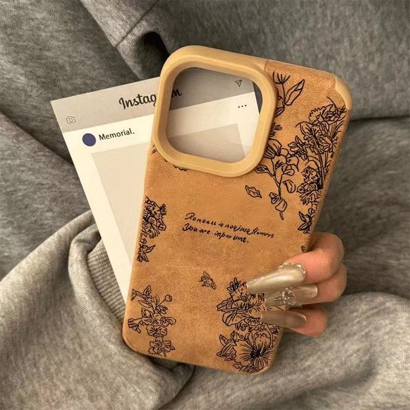 Nueva flor de boceto para iPhone 16 funda para teléfono móvil Apple 15promax/14 anti-caída 13pro12 piel de cordero