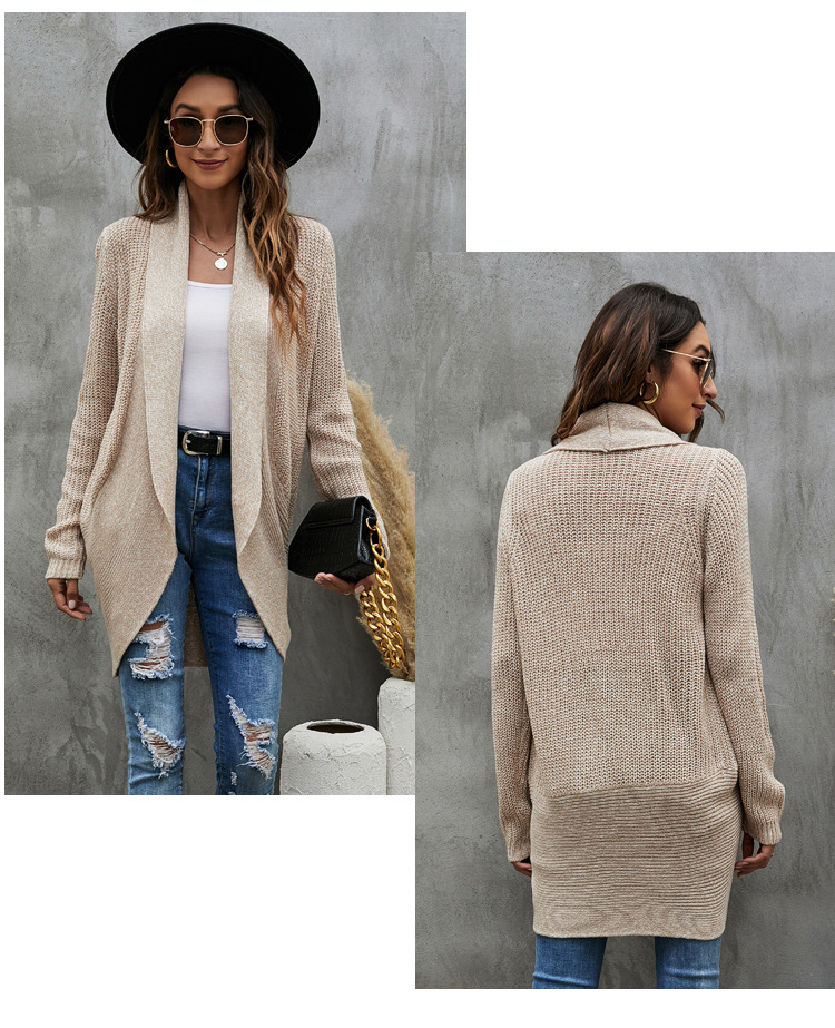 mid-length lapel knitted cardigan nihaostyles clothing wholesale NSYH86772