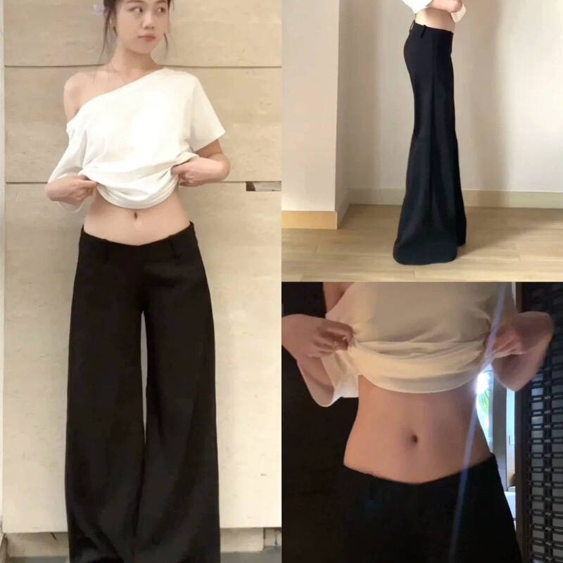 Mm526【Pear-Shaped Body Suit Style】Slimming, Leg-Lengthening, Hip-Covering, Everyday Basic Versatile Low-Waist Wide-Leg Flared Pants Mm526【Pear-Shaped Body Suit Style】Slimming, Leg-Lengthening, Hip-Covering, Everyday Basic Versatile Low-Waist Wide-Leg Flared Pants