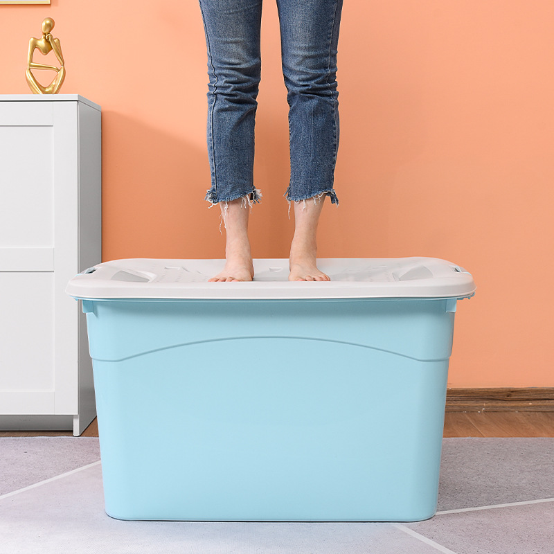 Caja de almacenamiento de polea gruesa de plástico, caja de almacenamiento de ropa, caja de almacenamiento de armario, caja de almacenamiento extra grande para dormitorio de estudiantes