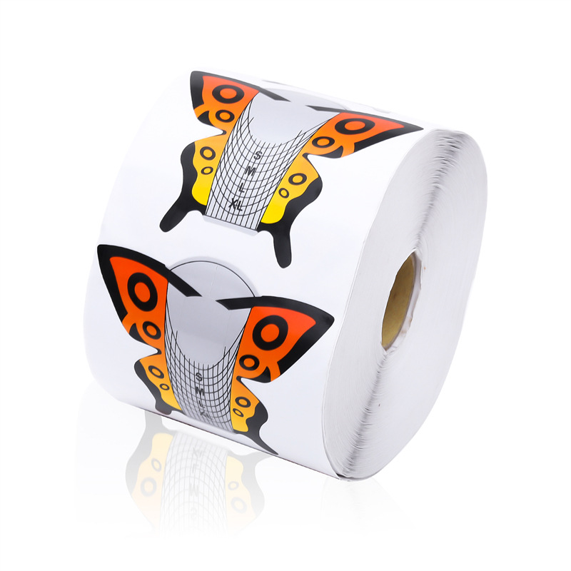 Suministros de uñas al por mayor mariposa amarilla titular de papel de uñas 100/500 piezas de extensión de uñas fototerapia uñas especial