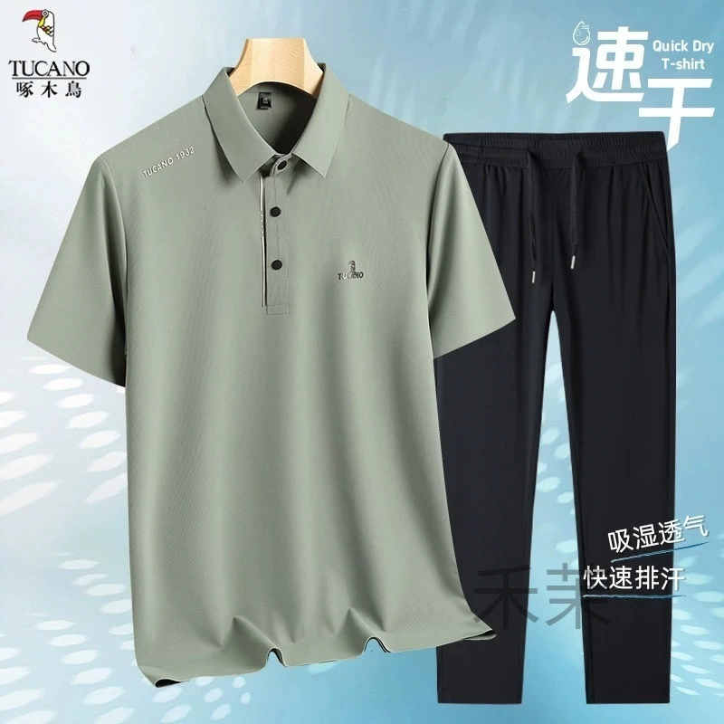 Woodpecker 2025, летняя быстросохнущая дышащая футболка для папы среднего и пожилого возраста с короткими рукавами, костюм, подарок на день отца, новый топ