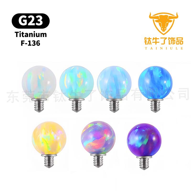 G23 チタン合金オパールボールリップネイルイヤリング舌ネジ F136 耳骨ネイル交換ヘッドボディピアスジュエリー|undefined