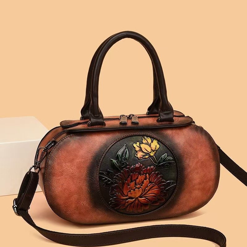 2025新款包包复古手提包圆柱形女包时尚洋气气质包包裙子搭配女包