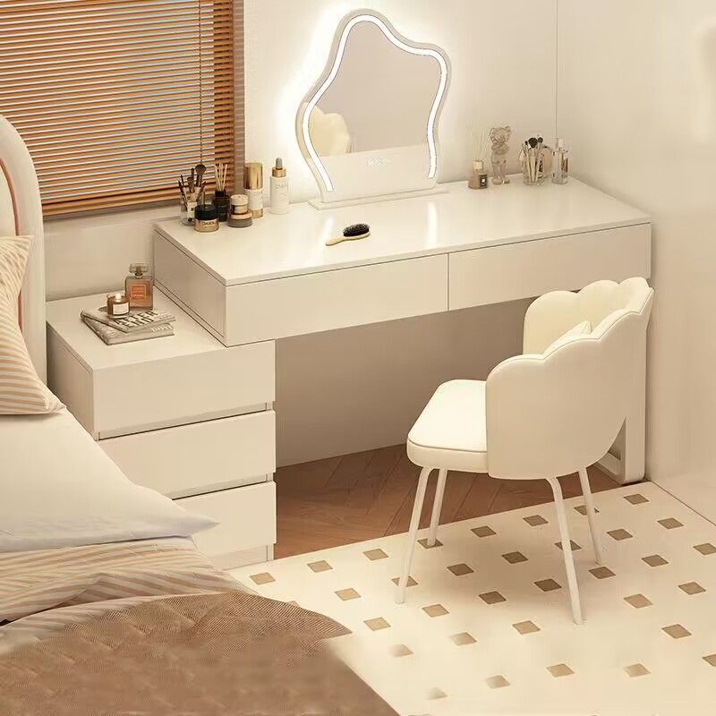 Cream Style Dressing Table Bedroom Modern Simple Small Apartment Makeup Table Bedside Storage Cabinet Desk Mirror Integrated